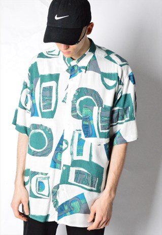 VINTAGE 90S ABSTARCT SHORT SLEEVE SUMMER SHIRT