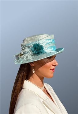  Vintage Wedding Blue Occasion Ascot Hat