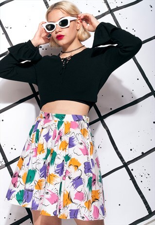 VINTAGE SKIRT 70S REWORKED PLEATED SKATER MINI