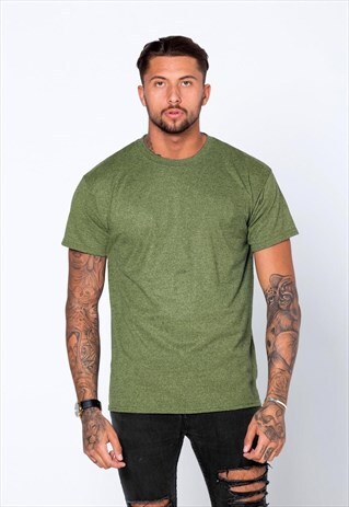ESSENTIAL BLANK T-SHIRT - HEATHER KHAKI GREEN