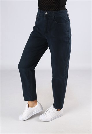 HIGH WAISTED TAPERED LEG STRETCH JEANS TROUSERS UK 12 (B2EJ)