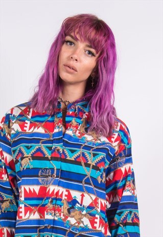 VINTAGE 90'S AZTEC PATTERN WESTERN SHIRT
