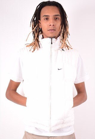 NIKE MENS VINTAGE PADDED GILET MEDIUM WHITE 90S