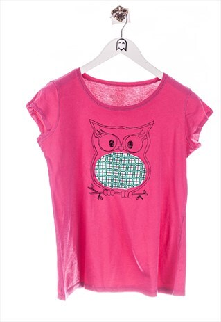VINTAGE XHILARATION T-SHIRT CUTE OWL - KARO MUSTER PINK