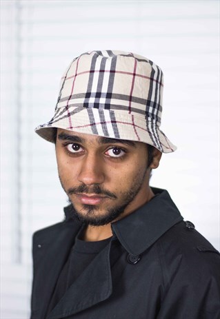 VINTAGE BURBERRY BUCKET HAT CAP LOGO 90S X 1.9