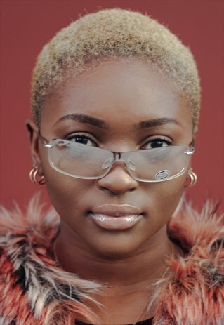 SQUARE UP CLEAR RIMLESS VINTAGE SUNGLASSES RETRO 80S 90S