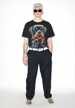 Vintage 90s straight cargo trousers in black