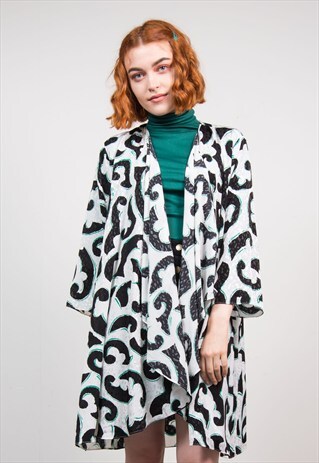 VINTAGE 90'S WHITE PATTERNED KIMONO