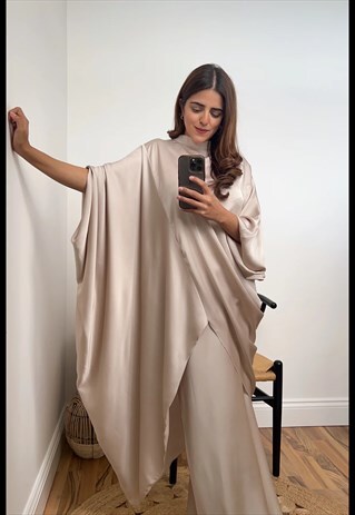 Abaya Skirt Co Ord Set (Beige)