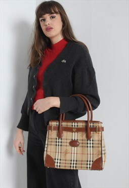 Vintage Burberrys 1980's PVU and Leather Handbag Multi