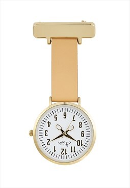 Annie Apple Gold Orange Leather Nurses Nurse Fob Watch