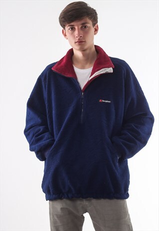 VINTAGE BERGHAUS WINDSTOPPER PULLOVER JACKET 90S BLUE