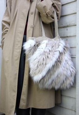Tote bag made in wool and faux fur