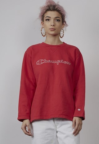 VINTAGE 90'S CHAMPION 3D LOGO RED SWEATER