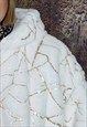 GOLDEN FOIL FLEECE JACKET DETACHABLE FAUX FUR BOMBER WHITE