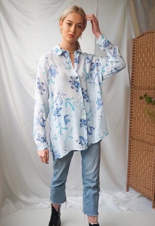 VINTAGE BLUE FLORAL SHIRT