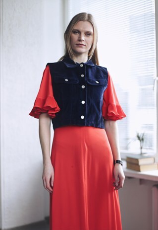 VINTAGE 70'S NAVY VELVET VEST