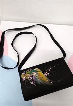 Y2K Crossbody Peacock Evening Bag Black Multi