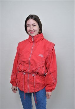 Kilter red sport jacket, women wind jacket 90s