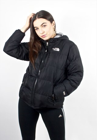90'S RETRO BLACK HOODED PUFFER JACKET