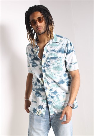 VINTAGE ABSTRACT CRAZY JAZZY PRINT SHIRT MULTI