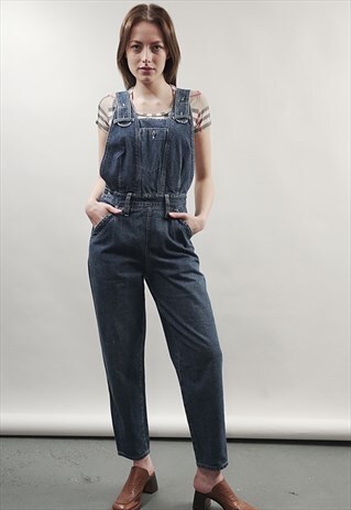 VINTAGE 90'S WAMPUM BLUE BUTTON-UP DUNGAREES