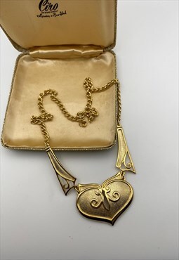 Vintage retro 80s gold heart valentines statement necklace 