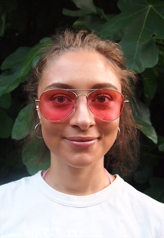 Y2K STYLE PINK LENS AVIATOR SUNGLASSES