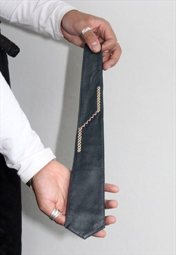 Vintage 90s Pierre Cardin Leather Tie