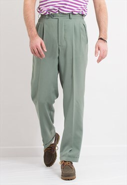 Vintage pleated formal pants in light green