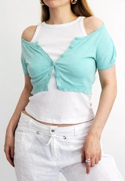 Baby Blue Papaya Cropped Shrug Bolero Cardi