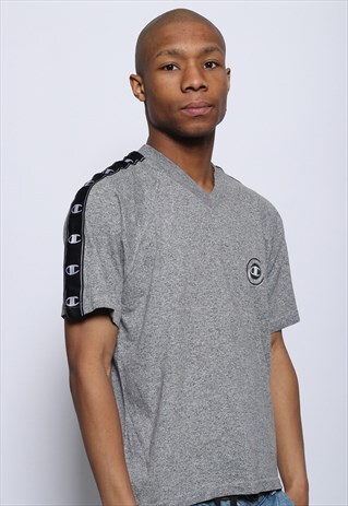 VINTAGE CHAMPION TAPE LOGO T-SHIRT GREY