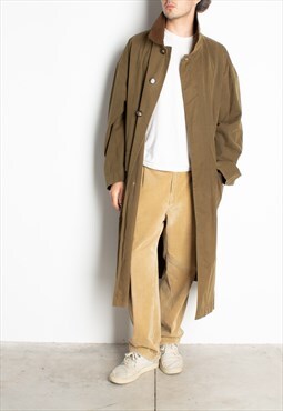 Men's Byblos Military Green Leather Collar Trench