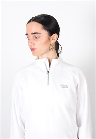 VINTAGE THE NORTH FACE 1/4 ZIP FLEECE WHITE
