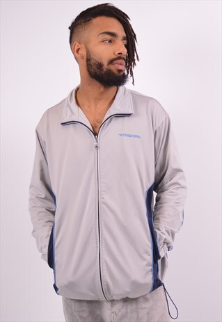 VINTAGE DIADORA TRACKSUIT TOP JACKET GREY