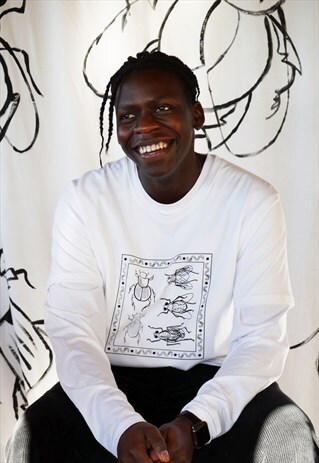 ORGANIC T-SHIRT IN WHITE WITH DUNG ECOLOGY SCREEN PRINT