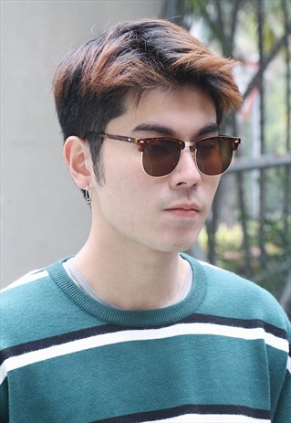TORTOISE HALF FRAME SUNGLASSES