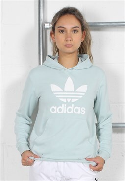 Vintage Adidas Hoodie in Mint with Spell Out Logo Small
