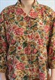 VINTAGE BLOUSE FLORAL PATTERN RED S B806
