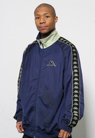VINTAGE KAPPA TAPE LOGO TRACK JACKET BLUE