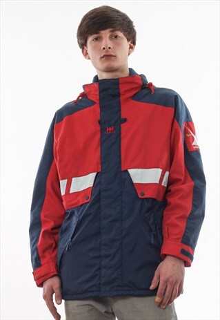 VINTAGE HELLY HANSEN SHELL WINDBREAKER 90S RED NAVY BLUE