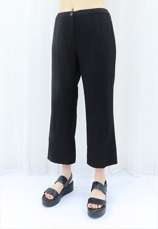 90S VINTAGE BLACK MID-RISE TROUSERS (SIZE M)