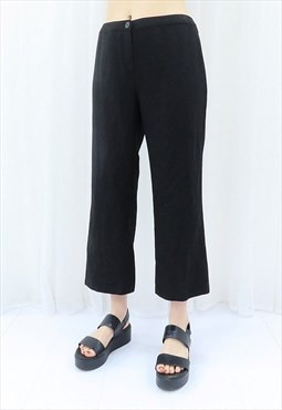 90s Vintage Black Mid-Rise Trousers (Size M)