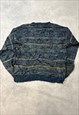 VINTAGE ABSTRACT KNITTED JUMPER FUNKY PATTERNED SWEATER