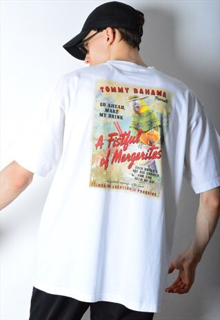 VINTAGE 90S WHITE TOMMY BAHAMA FESTIVAL PARTY T-SHIRT