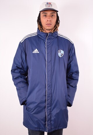 ADIDAS MENS VINTAGE PADDED JACKET XL NAVY BLUE 90S
