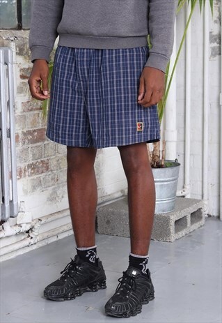 VINTAGE NIKE CHALLENGE COURT SHORTS LOGO CHECKERED BLUE