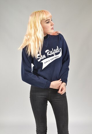 VINTAGE NAVY BLUE SAN RAFAEL SOFTBALL SWEATER