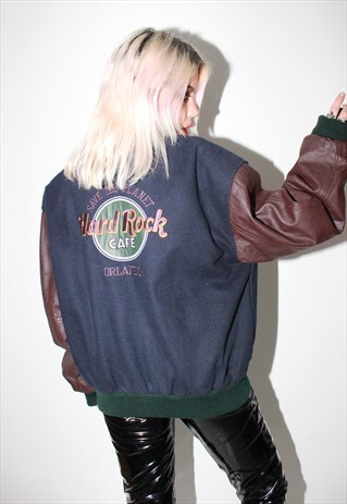 VINTAGE 90S ORLANDO HARD ROCK CAFE BOMBER VARSITY JACKET