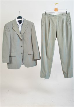 Vintage 90s beige striped suit